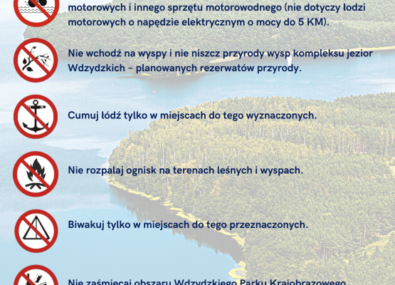 Grafika 1: Turysto! Uszanuj zasady obowiązujące na terenie Wdzydzkiego Parku Krajobrazowego.