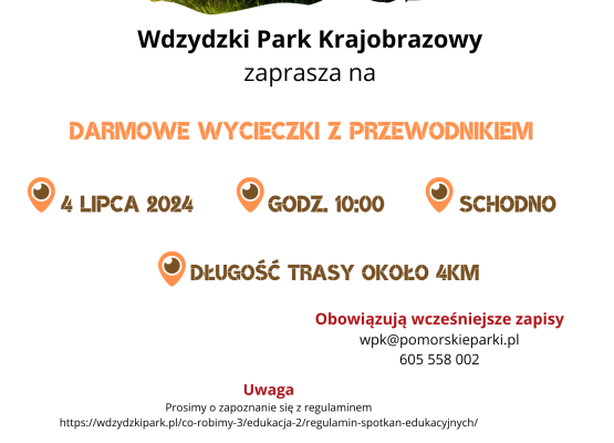 Plakat zapraszający na wycieczkę 4 lipca 2024r.