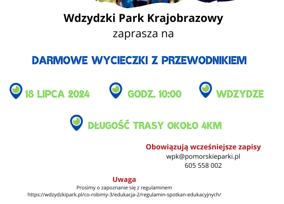 Plakat zapraszający na wycieczkę 18 lipca 2024r.