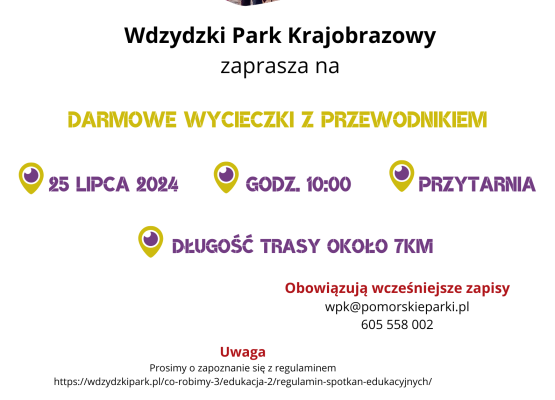 Plakat zapraszający na wycieczkę 25 lipca 2024r.