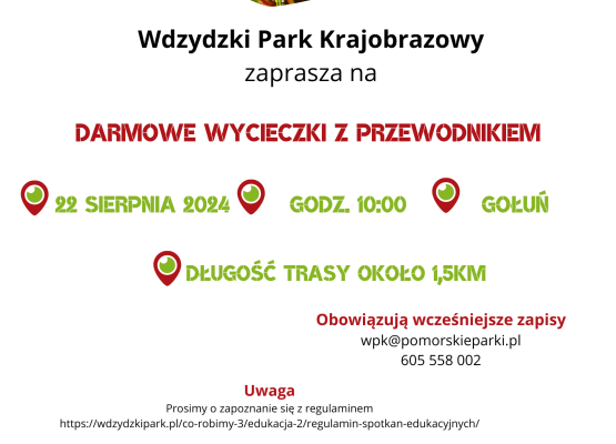 Plakat zapraszający na wycieczkę do Gołunia.