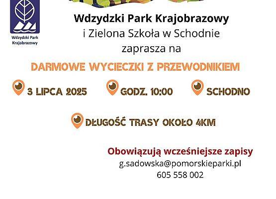 Graficzne zaproszenie w postaci plakatu zapraszające na wycieczkę do Schodna