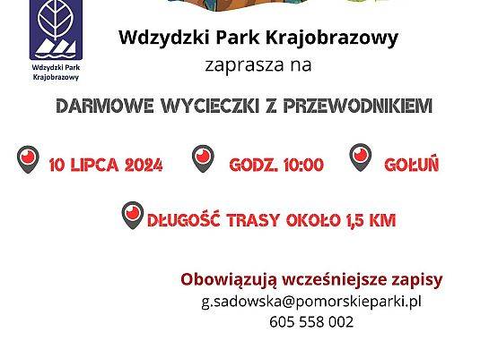 Graficzne zaproszenie w postaci plakatu zapraszające na wycieczkę do Gołunia